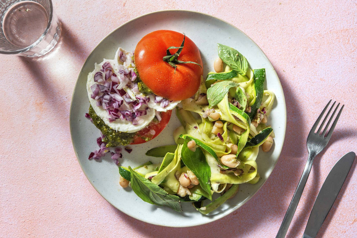 Tomates coeur de boeuf, mozzarella et pesto