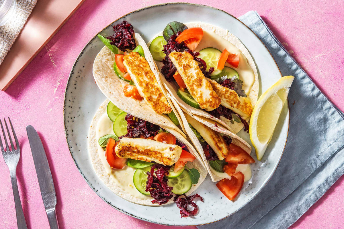 Vegetariske halloumitacos