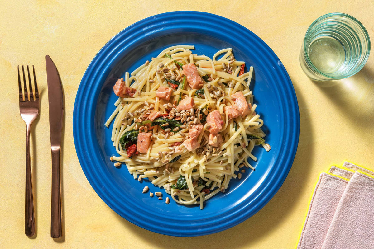 Lachs-Pasta mit Creme Fraiche