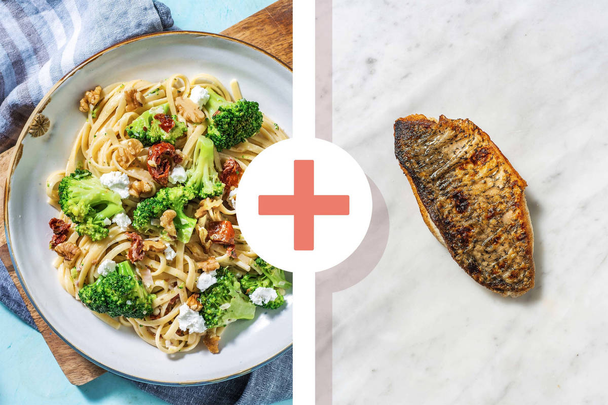 Veggie + protein - Romige linguine met doradefilet als extra