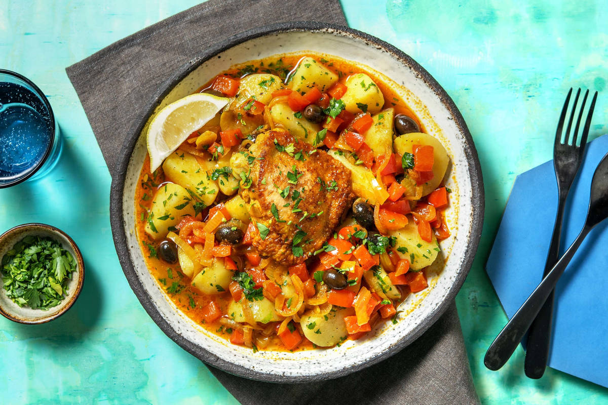 Tajine marocain poulet, olives & poivron