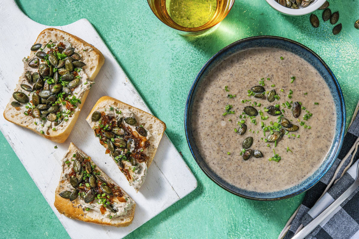 Velouté de champignons tartines au chèvre Recette HelloFresh