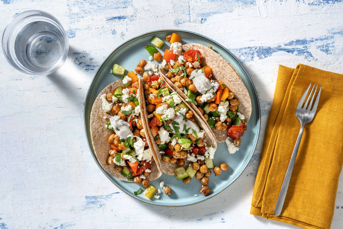 Wraps aux pois chiches grillés & feta