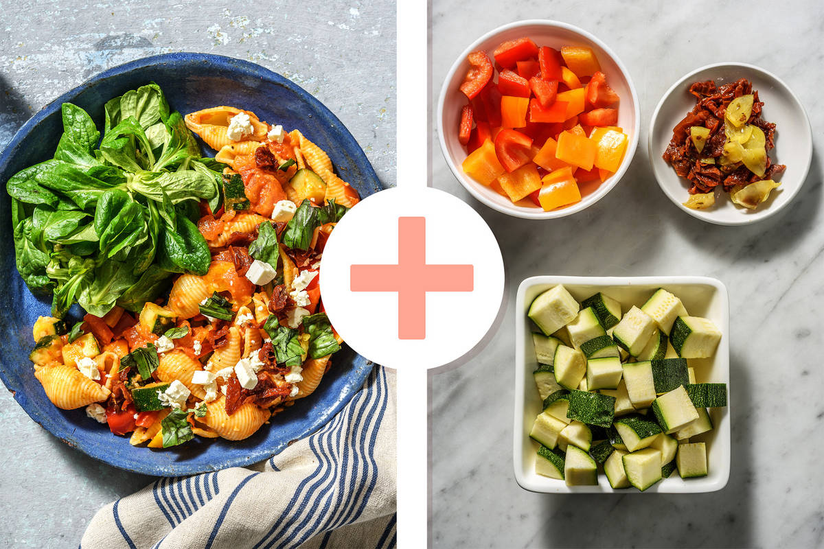 Double veggie - Conchiglie met rode pesto en witte kaas