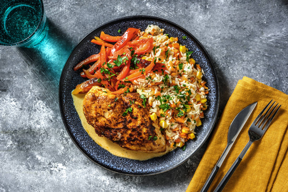 Bunter Reis mit Hähnchen