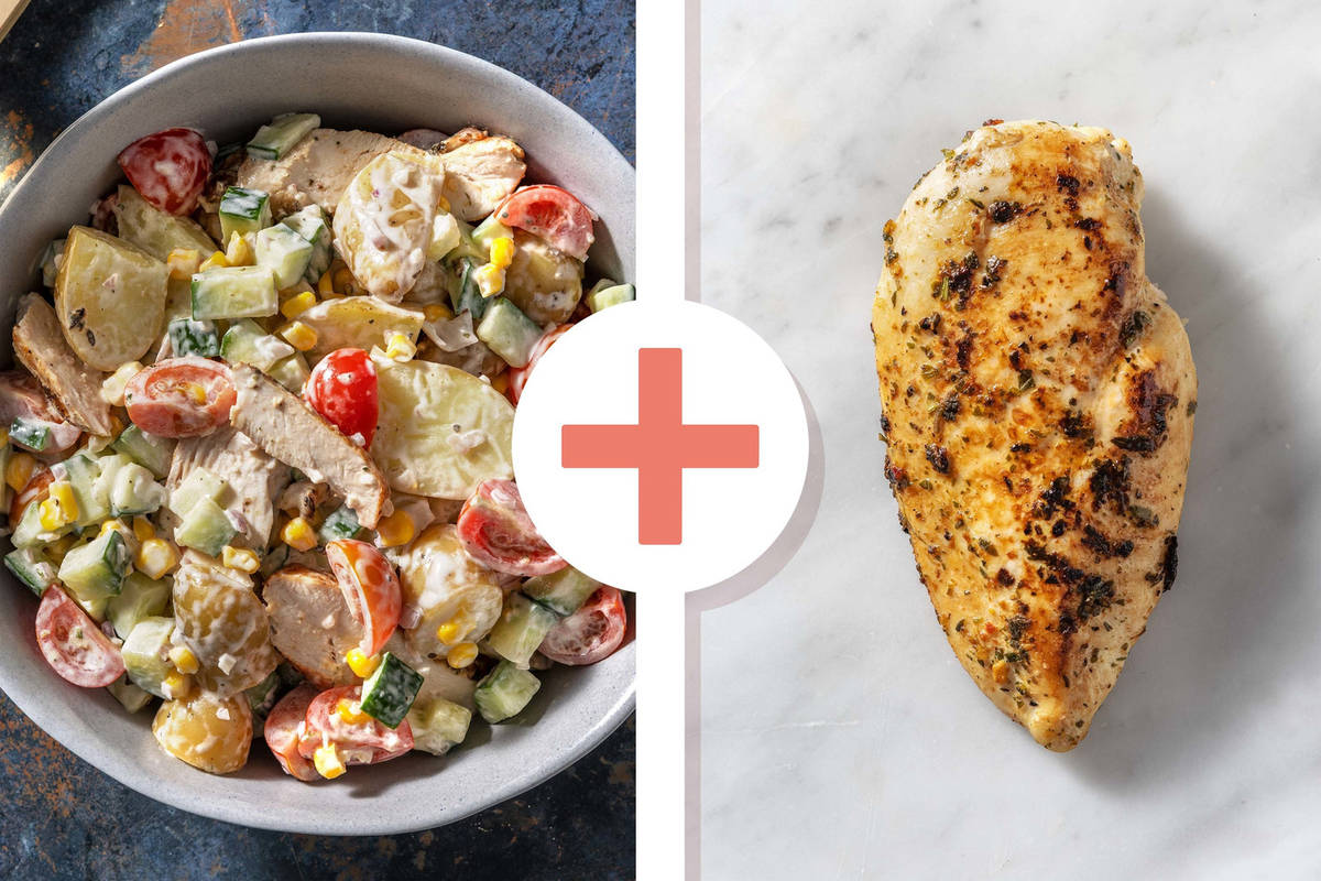 Double protein - Salade de grenailles au poulet à la méditerranéenne en double portion
