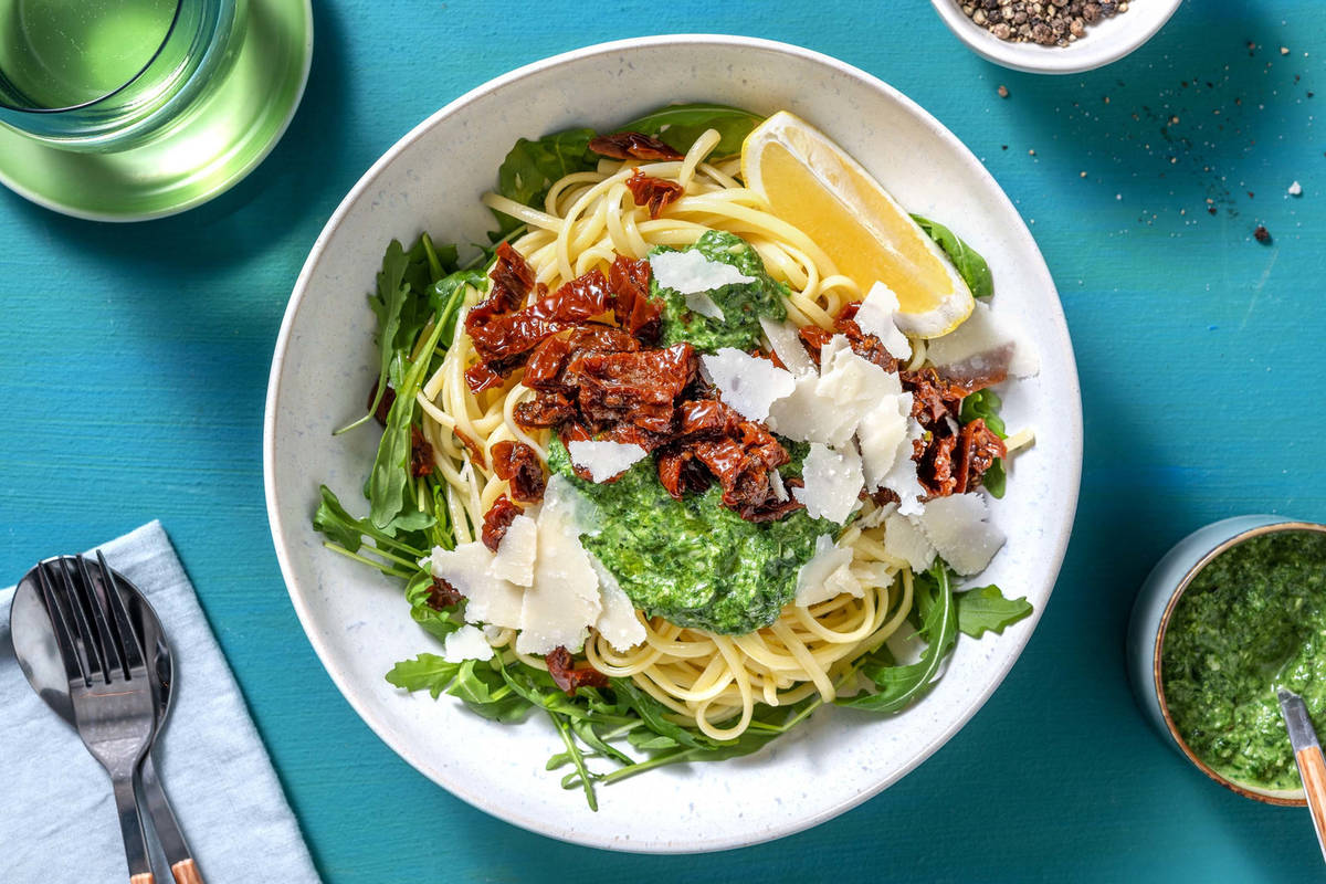 Linguine & pesto d’épinards maison