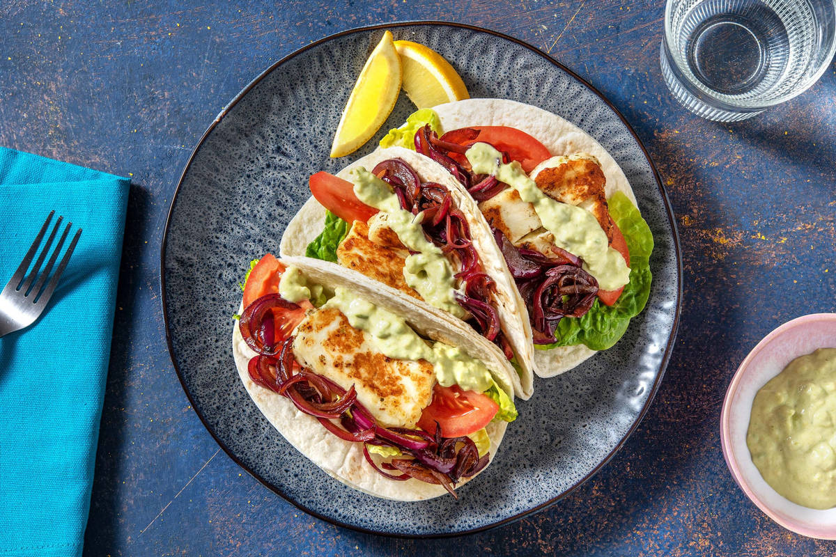 Vegetariska halloumitacos