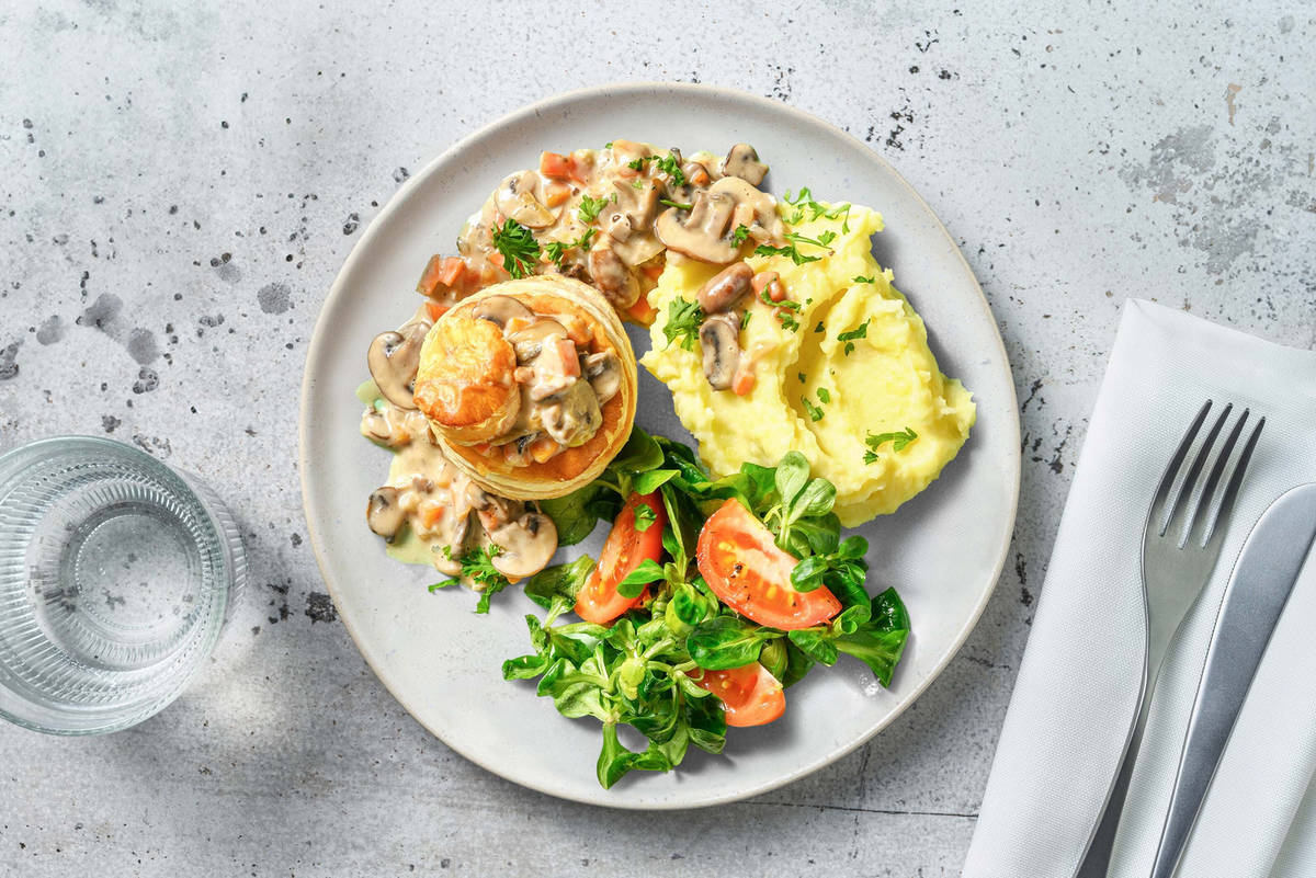Vegetarische vol-au-vent met champignons