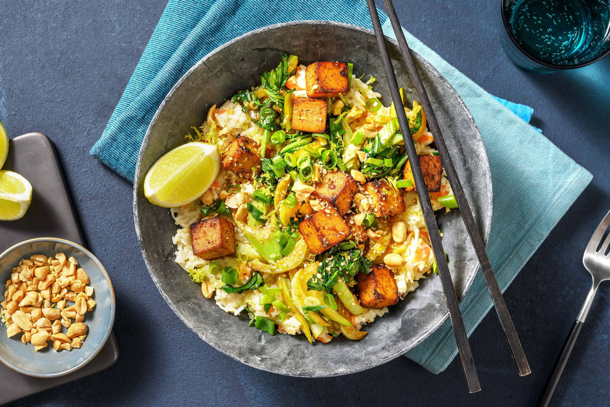 Riz au lait de coco & tofu poêlé
