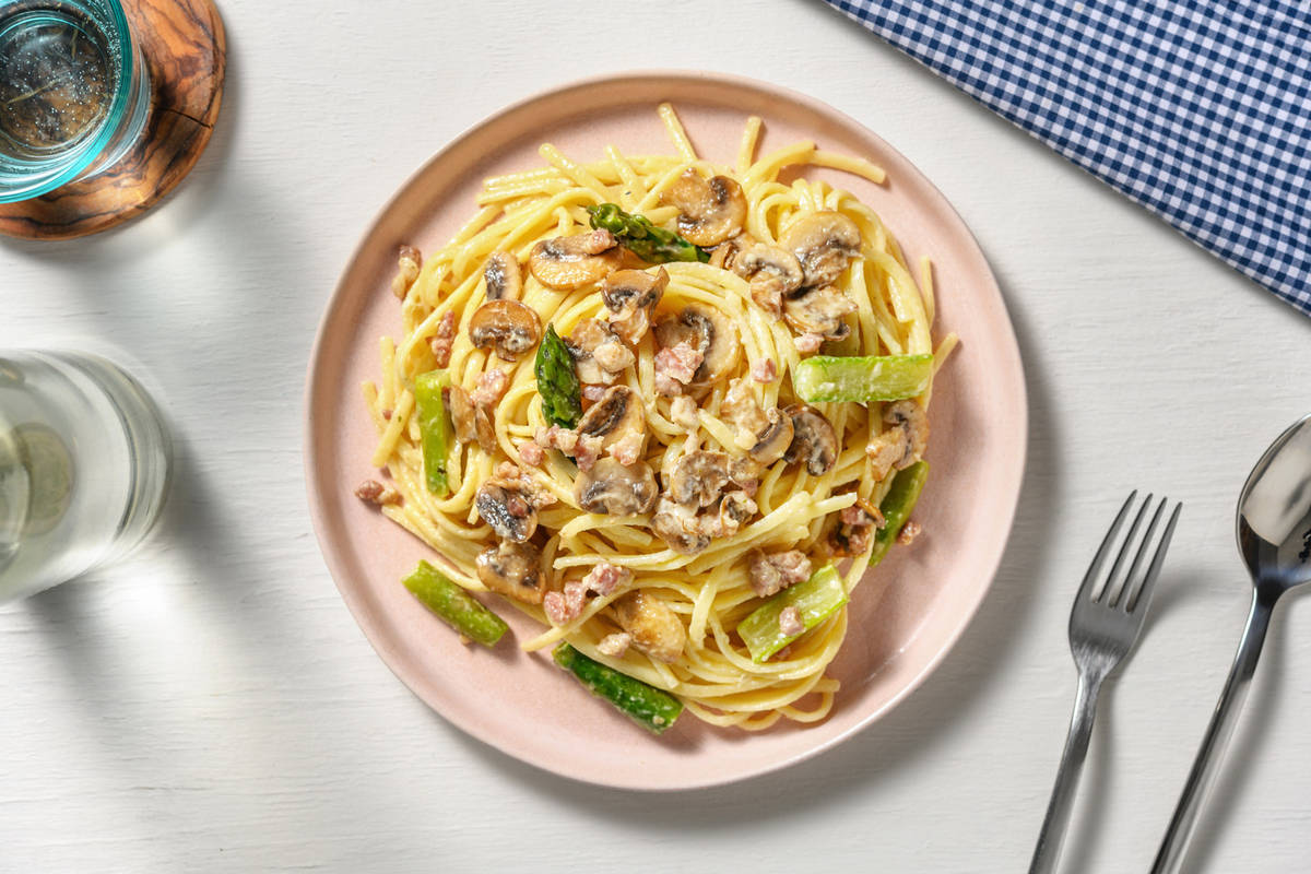 Presto Chicken, Bacon and Mushroom Linguine