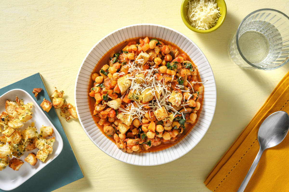 Guiso de garbanzos a la ribollita