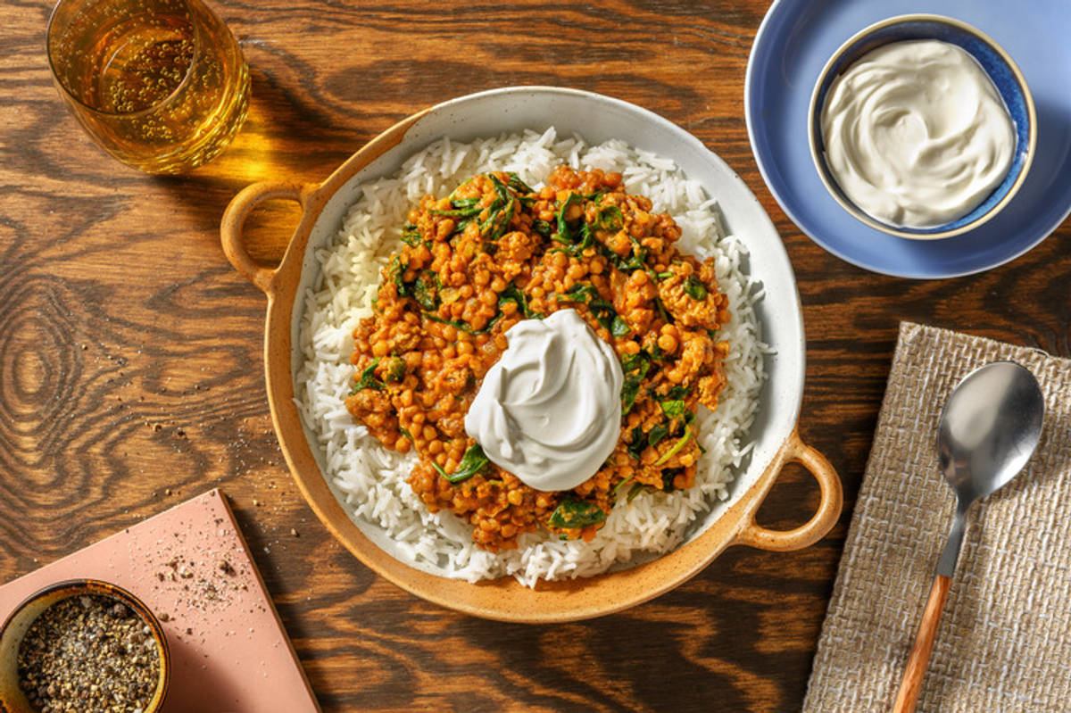 Beef and Baby Spinach Lentil Curry