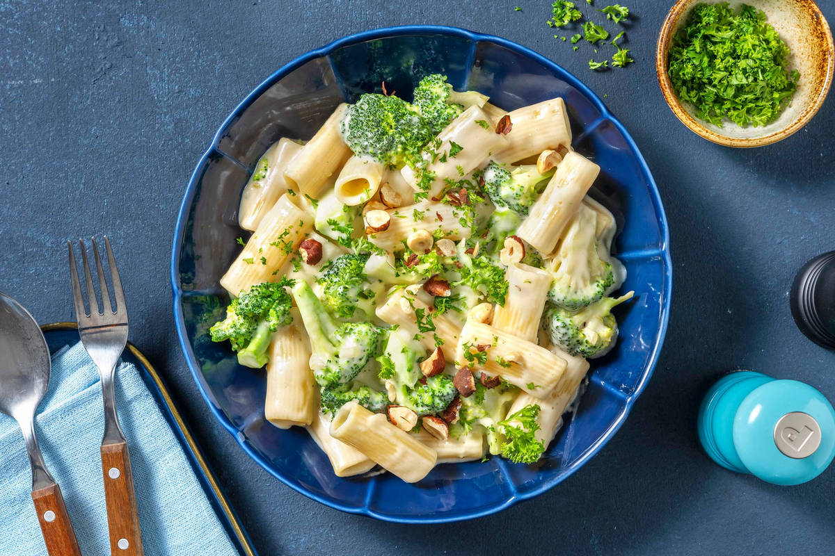 Rigatoni aux trois fromages et brocoli