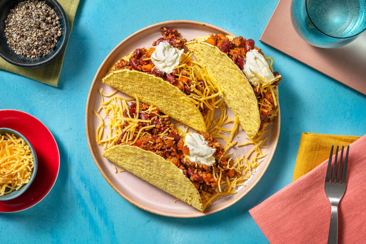 Knapperige taco's met seitan en groene chilipeper