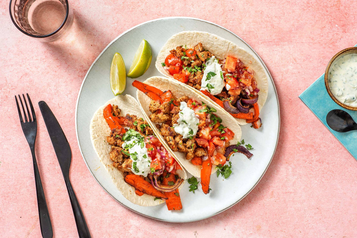 Fajitas di carne speziata con pico de gallo