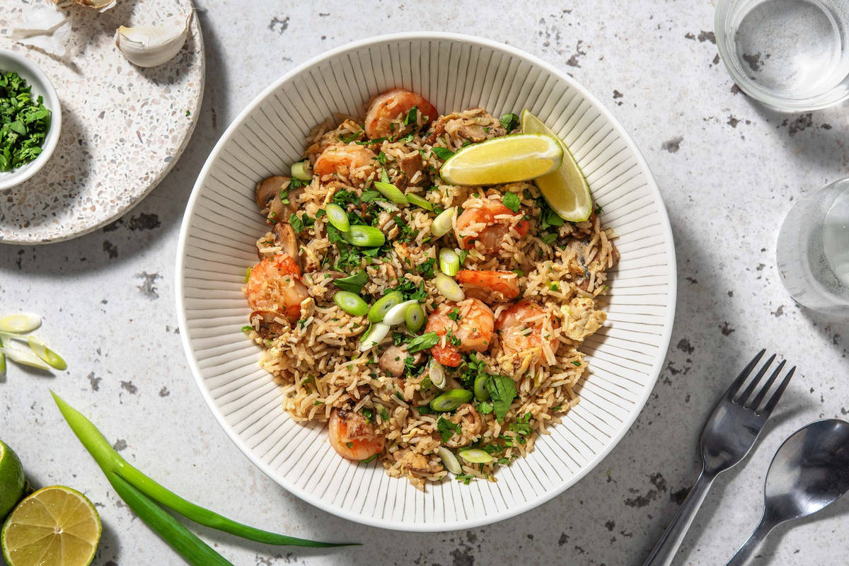 Riz sauté chinois crevettes & champi