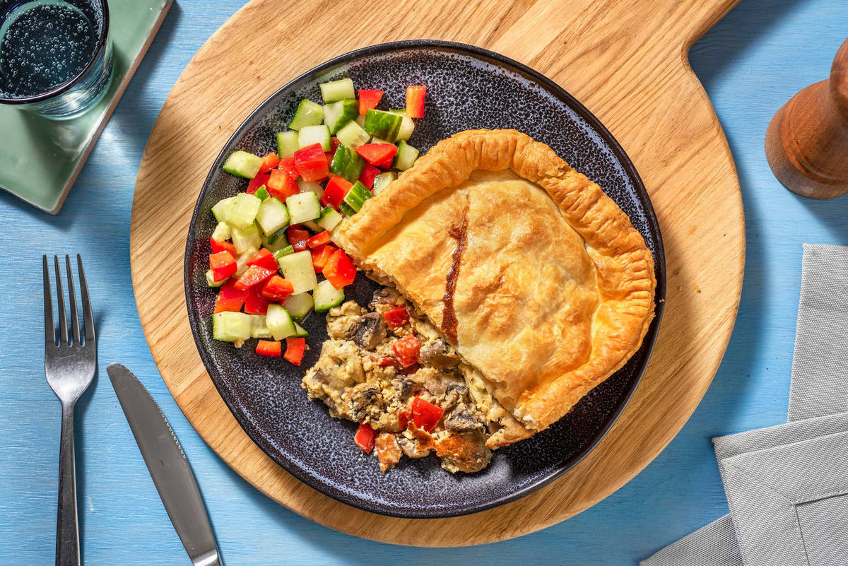 Tarte salée au fromage grec et aux champignons