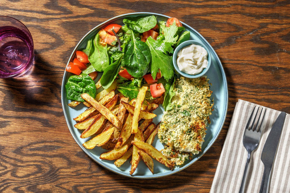 Dill- og sitronpanert torsk