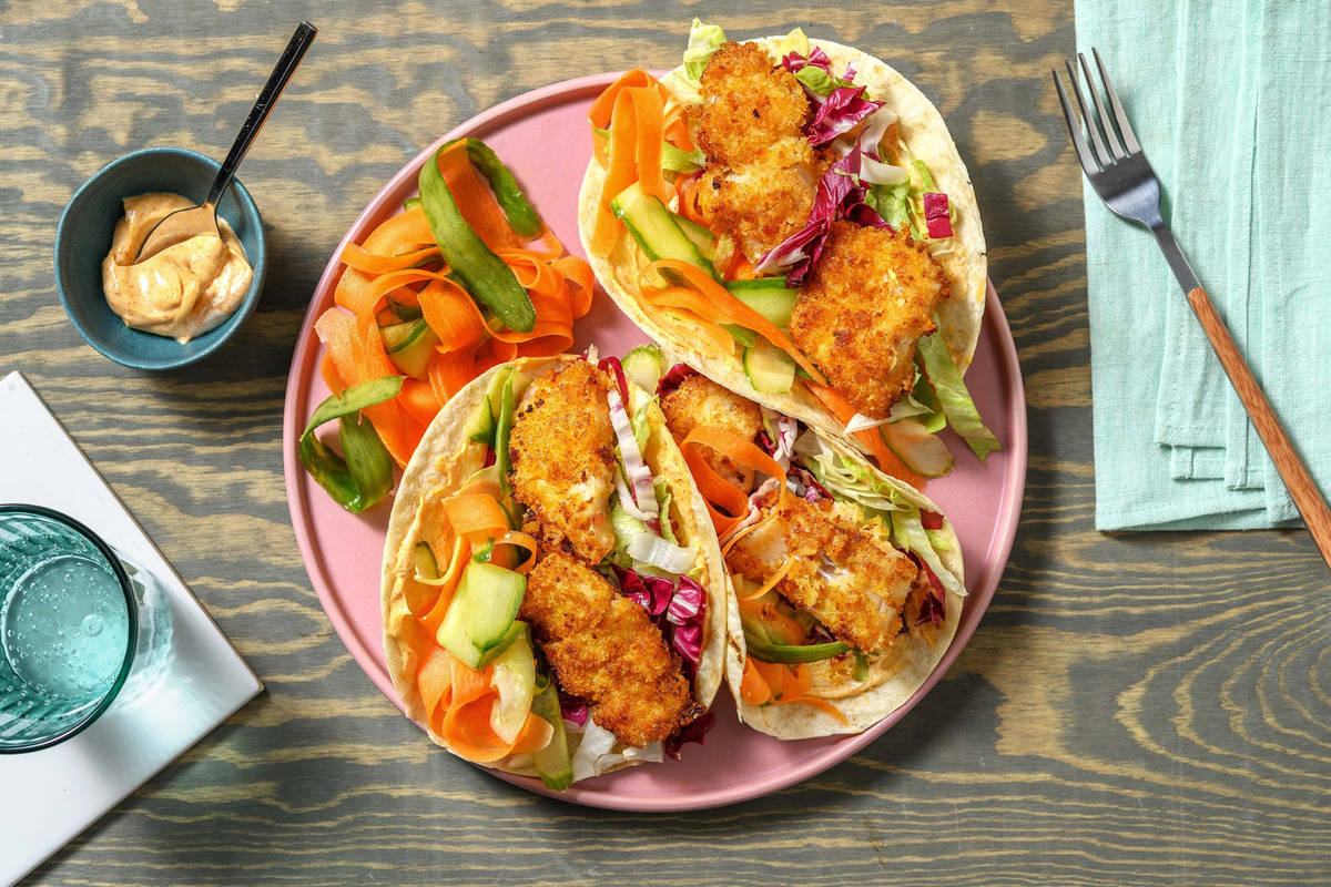 Mini-tortillas et poisson croquant