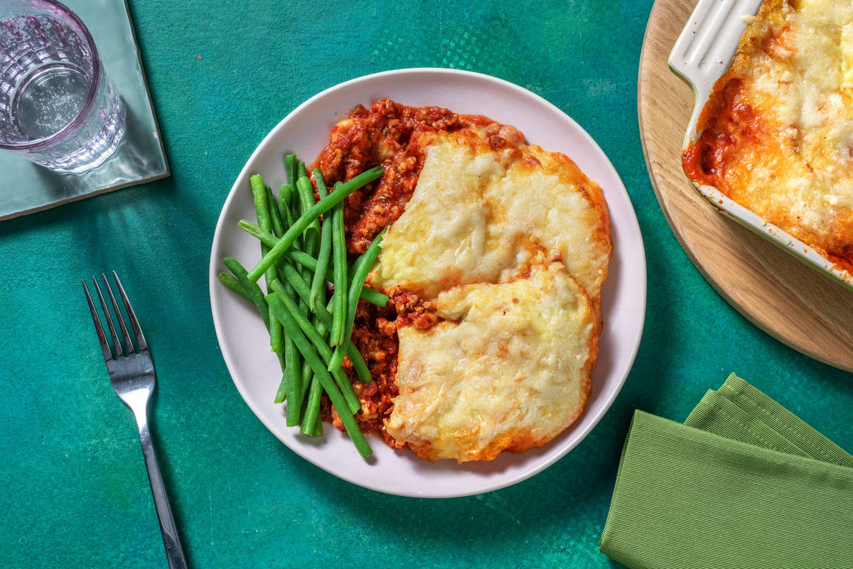 Cheesy Mash Topped Rich Pork Pie