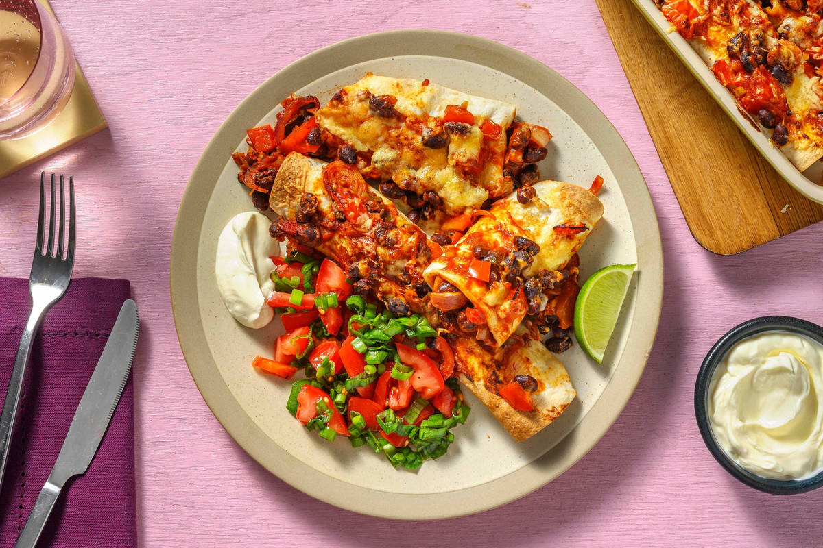 Loaded BBQ enchilada's met  zwarte bonen
