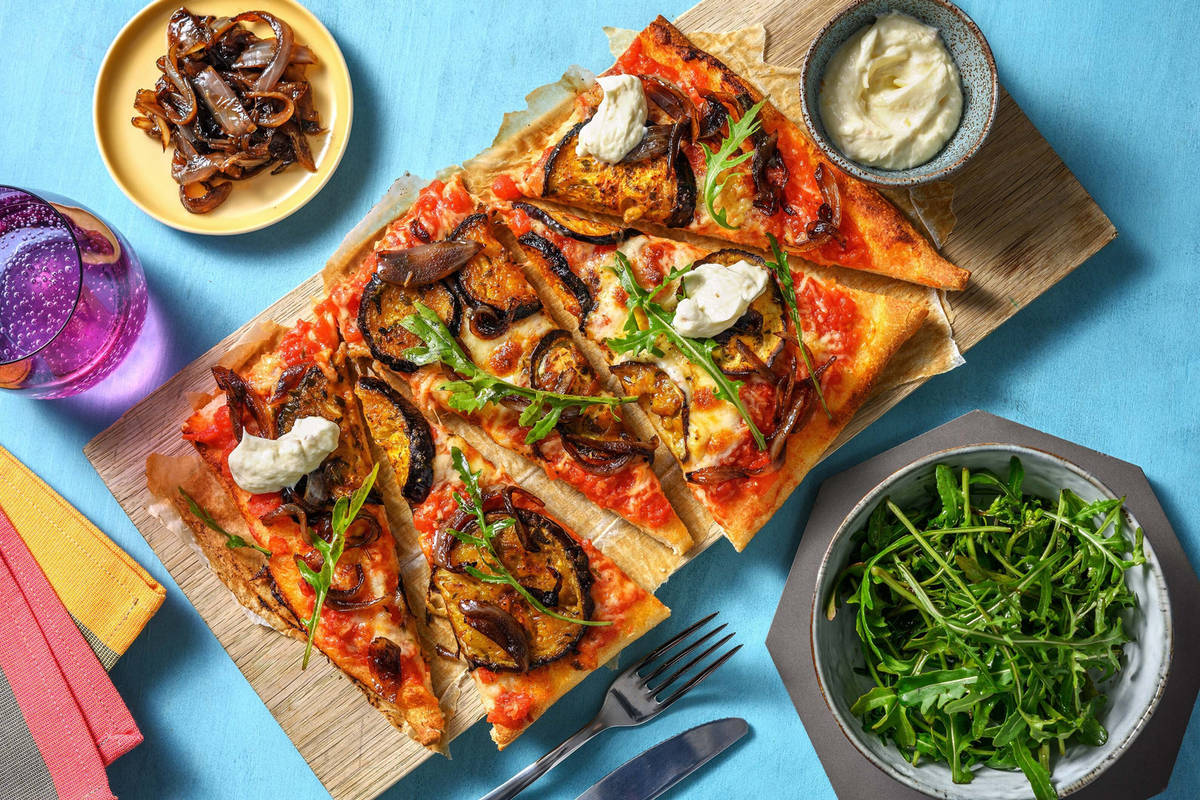 Vegetarisk auberginepizza