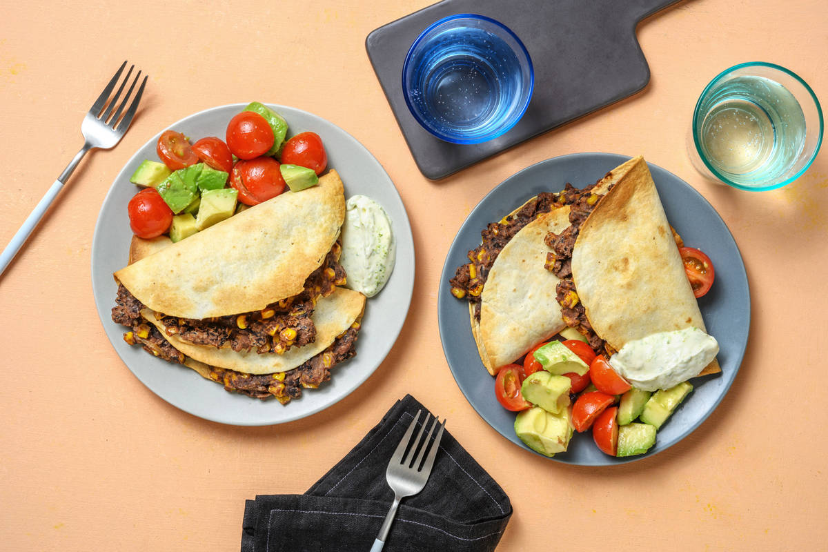 Charred Corn, Bean and Cheddar Quesadillas