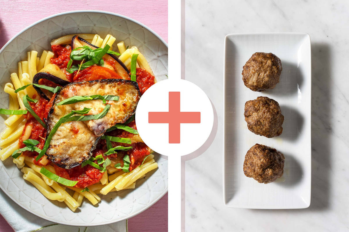 Veggie + Protein - Gratin d'aubergine et boulettes de bœuf haché en extra