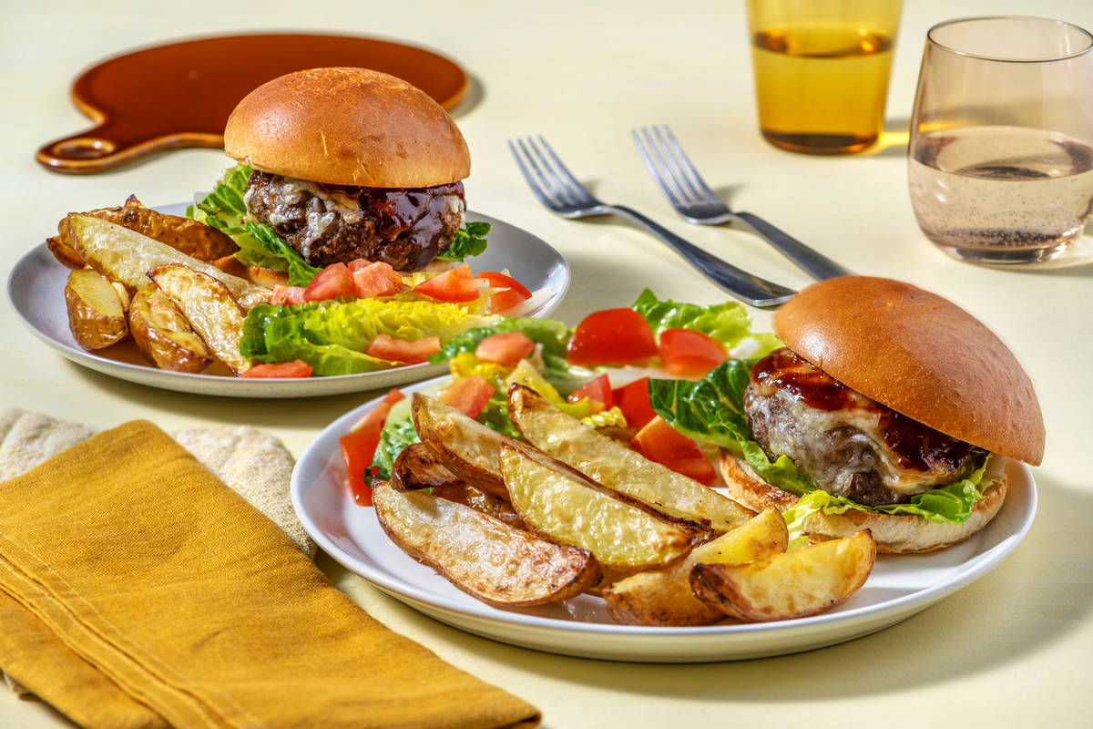 BBQ Beef and Pork Cheeseburger
