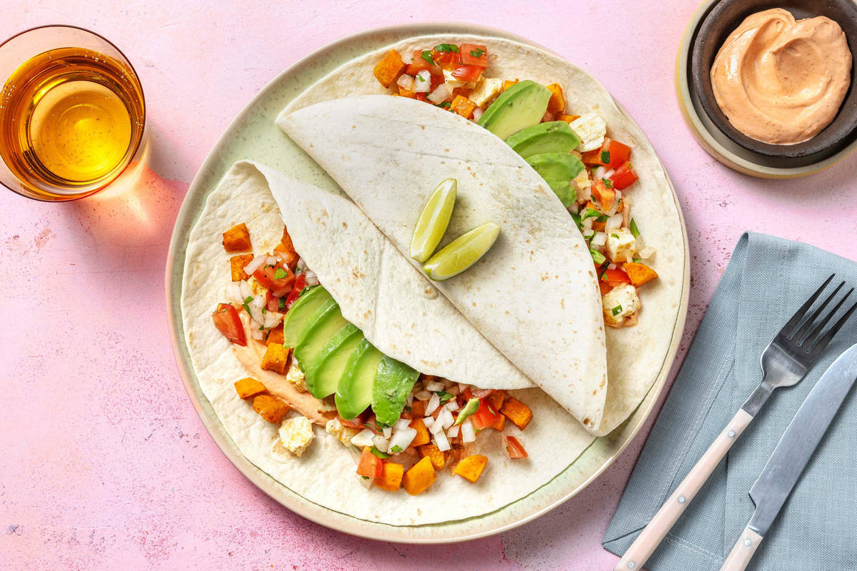 Rauchige Süsskartoffel-Hirtenkäse-Tacos
