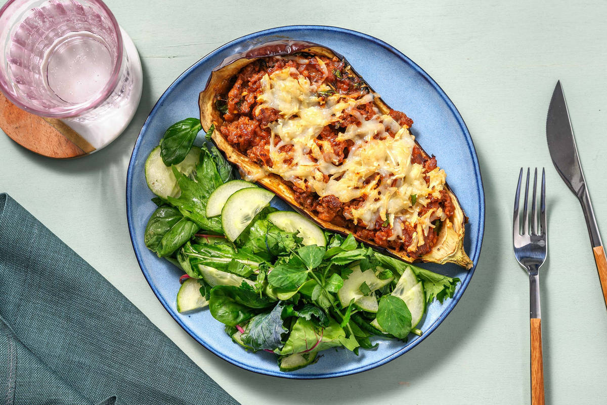 Papoutsakia : aubergine farcie à la grecque