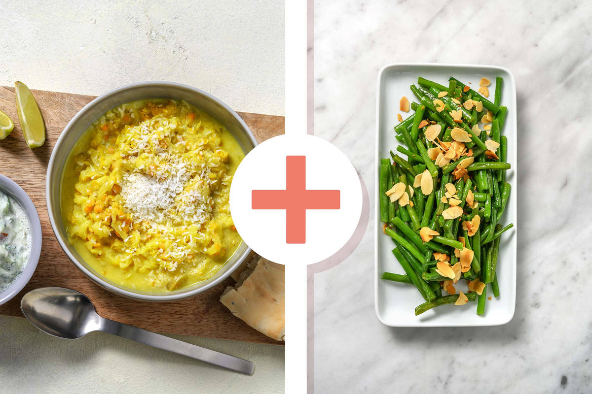 Dahl, raïta et pain naan