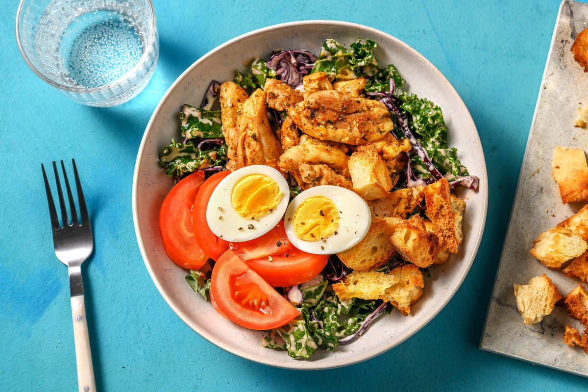 Mediterranean Chicken salad with mustard dressing