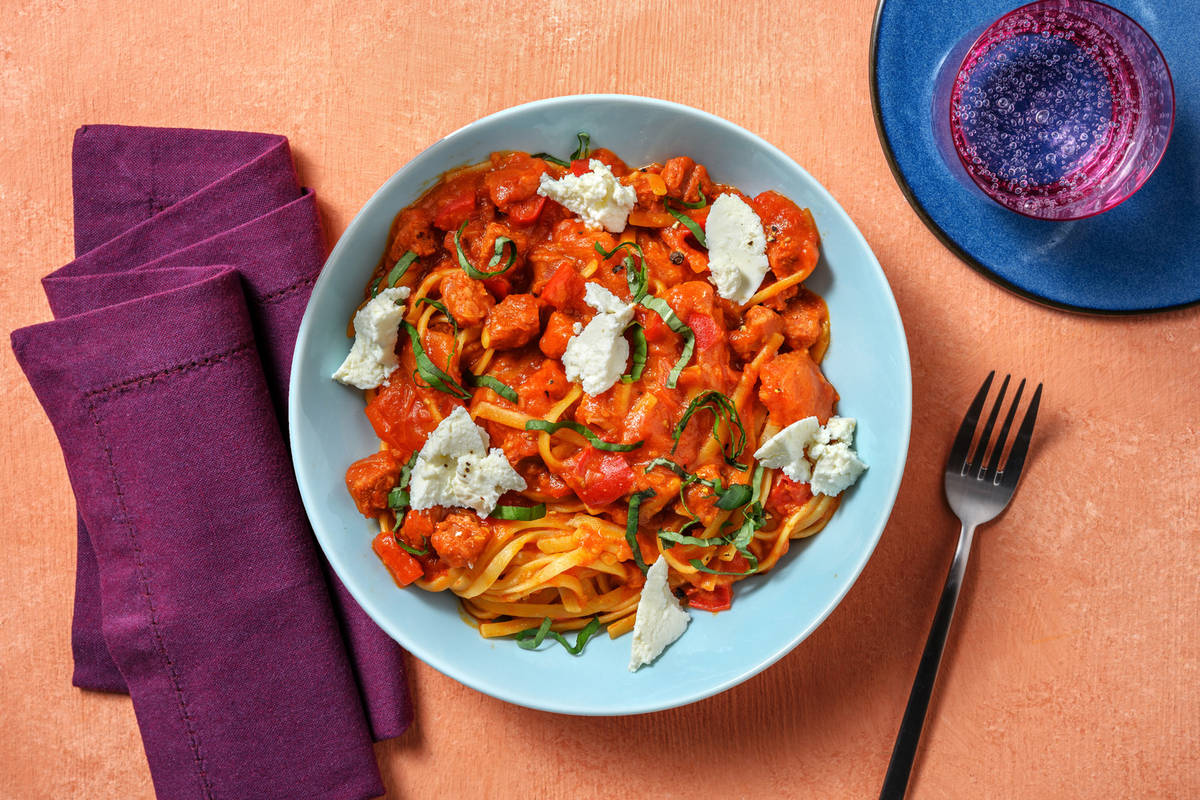 One pot pasta au chorizo & poivron