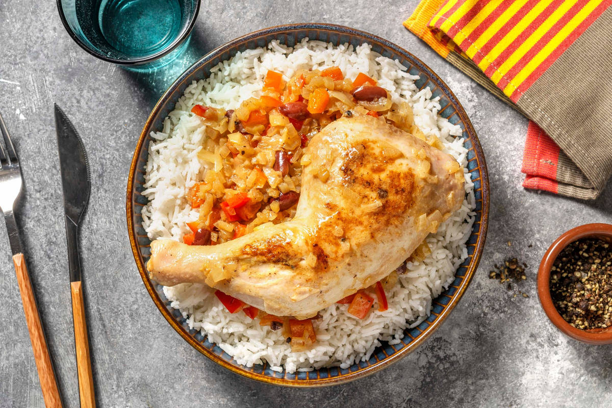 Poulet façon Yassa & riz aux tomates séchées
