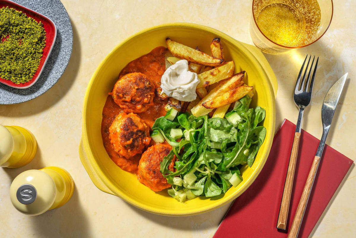 Boulettes de viande en sauce tomate & frites