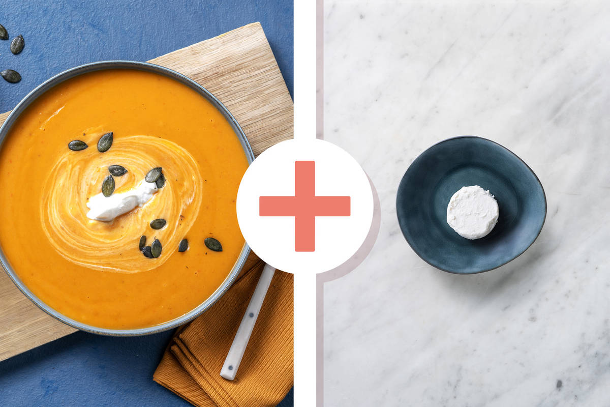 Crema di patate dolci e formaggio di capra
