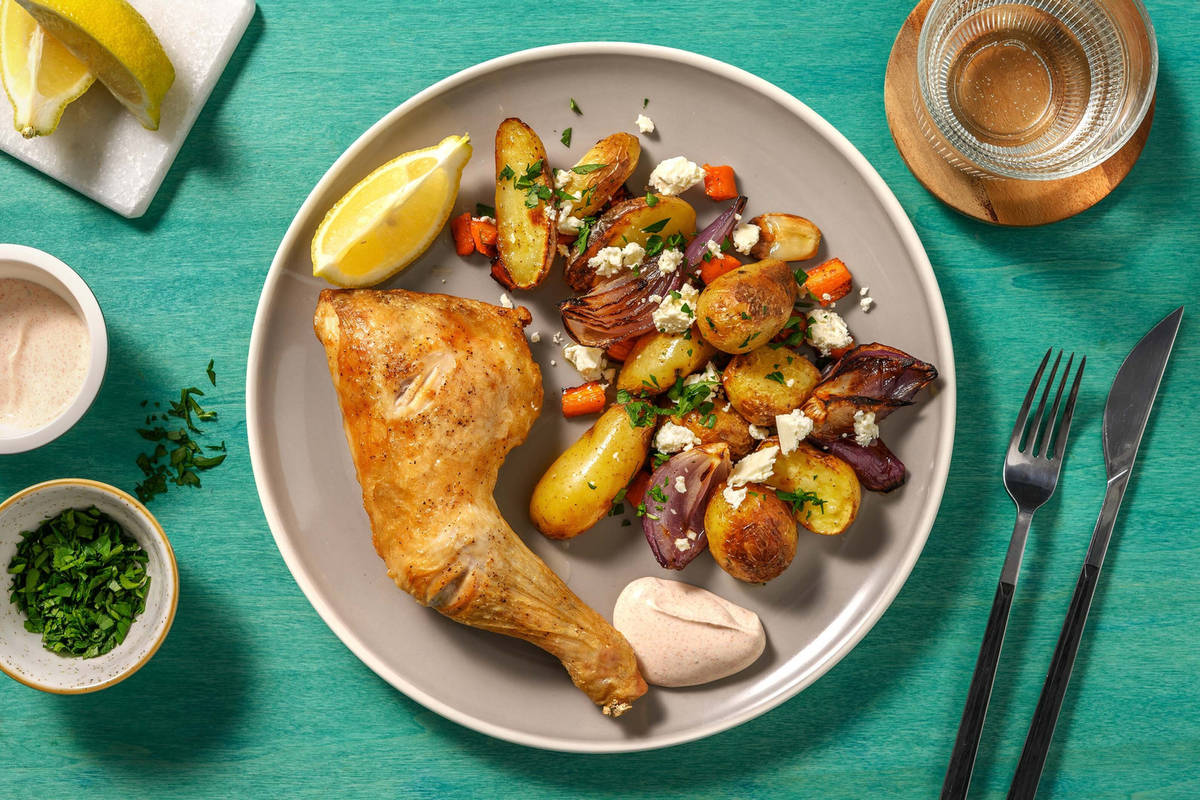 Cuisse de poulet rôtie & fromage grec