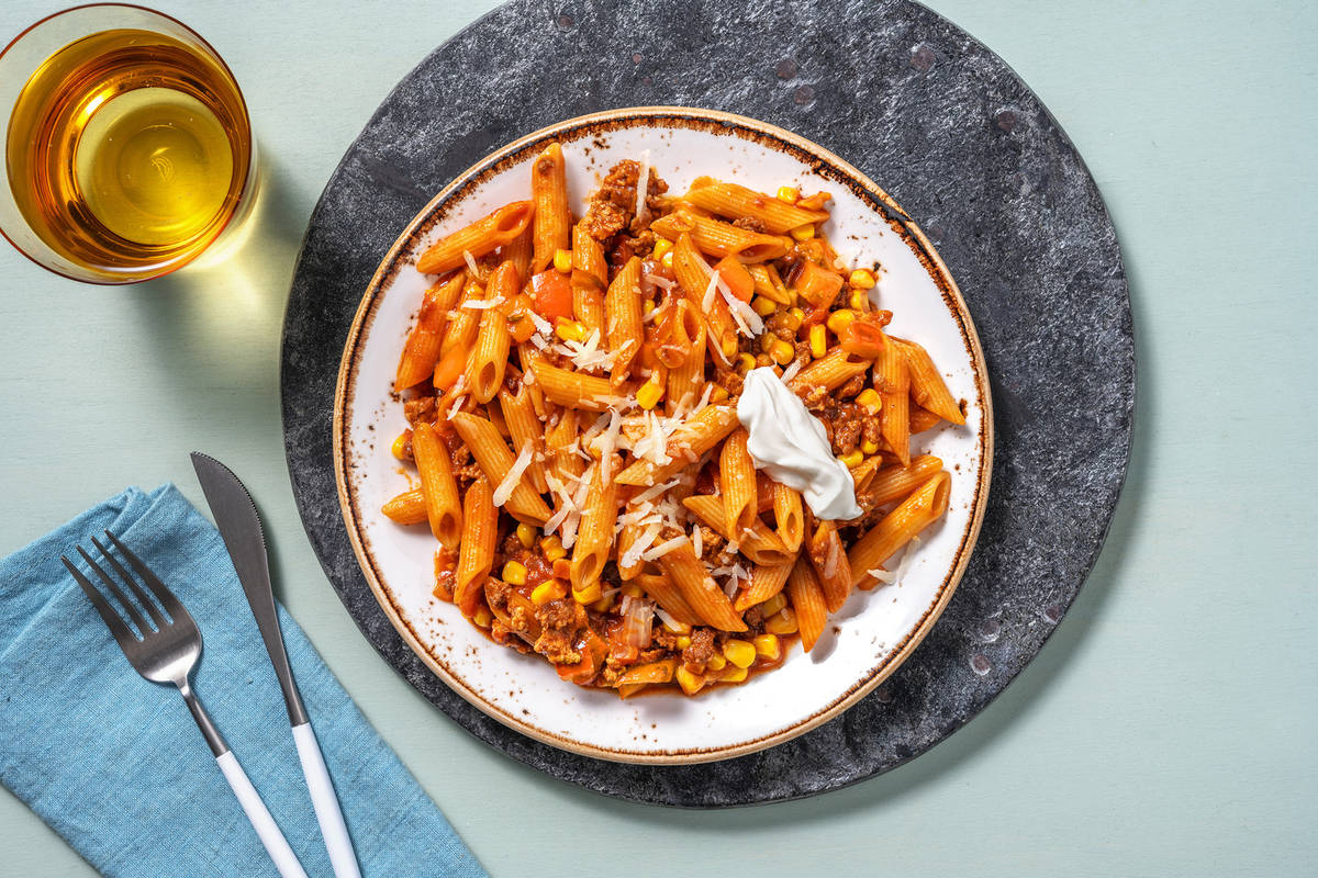 Snelle pasta met Mexicaanse twist
