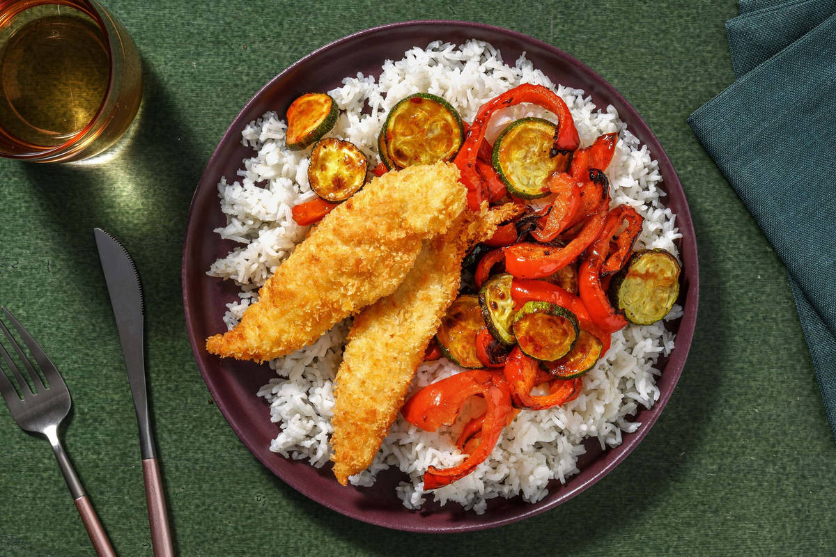 Poulet en croûte de sésame & riz basmati