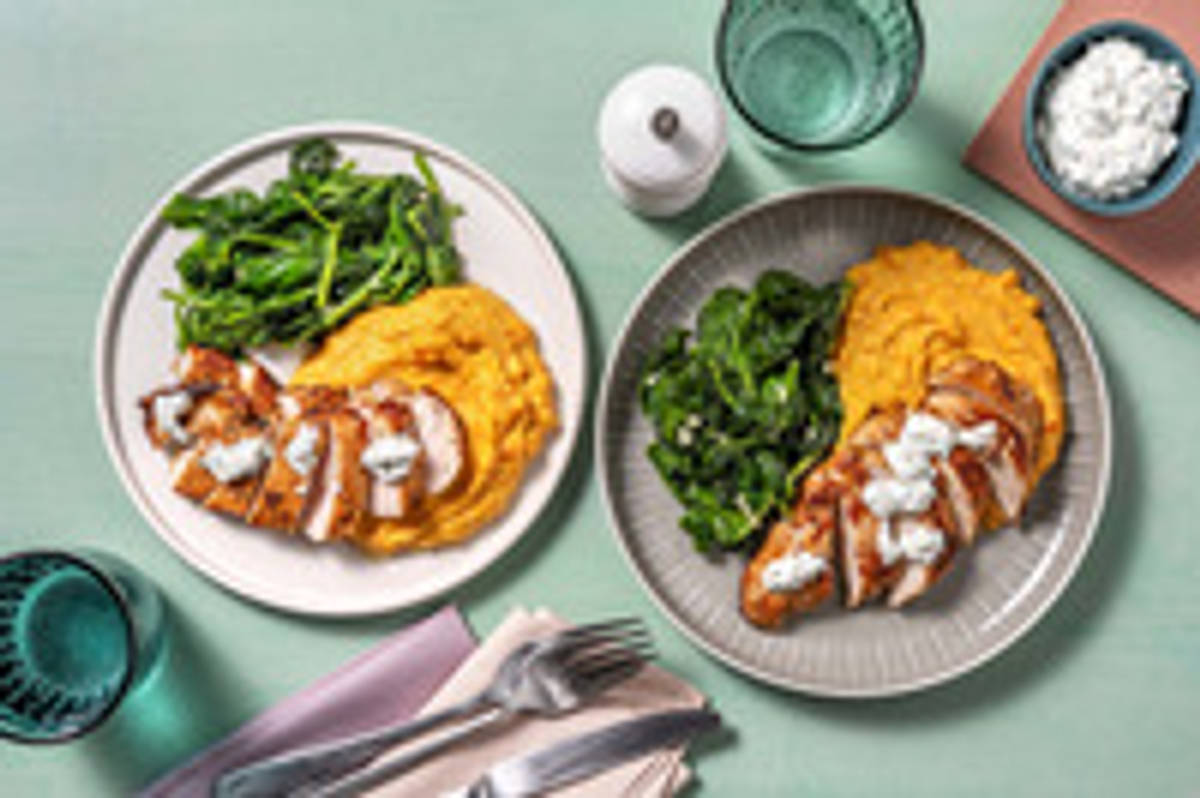 Petto di pollo su crema di carote e lenticchie
