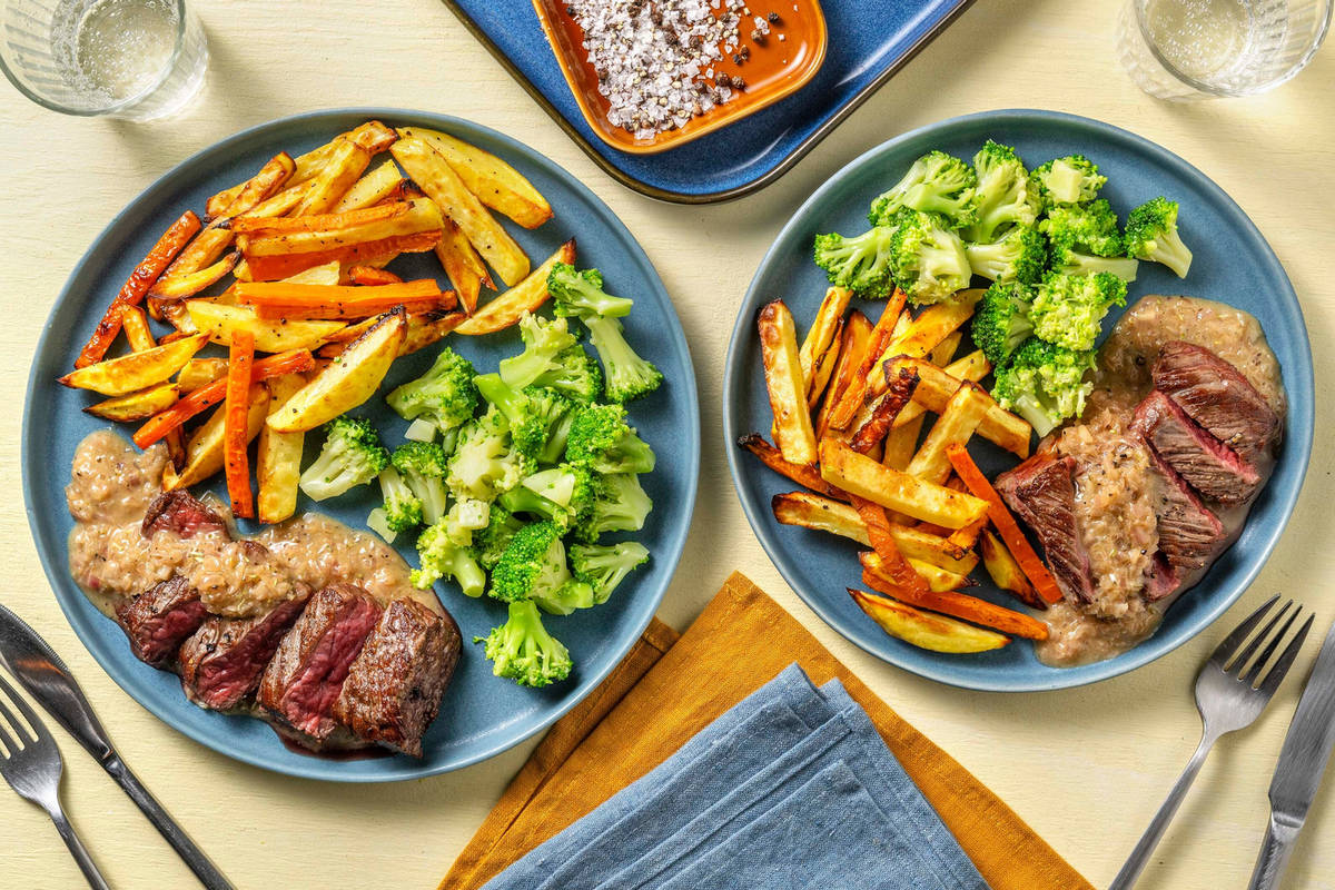 Pavé de bœuf sauce à l'échalote & frites