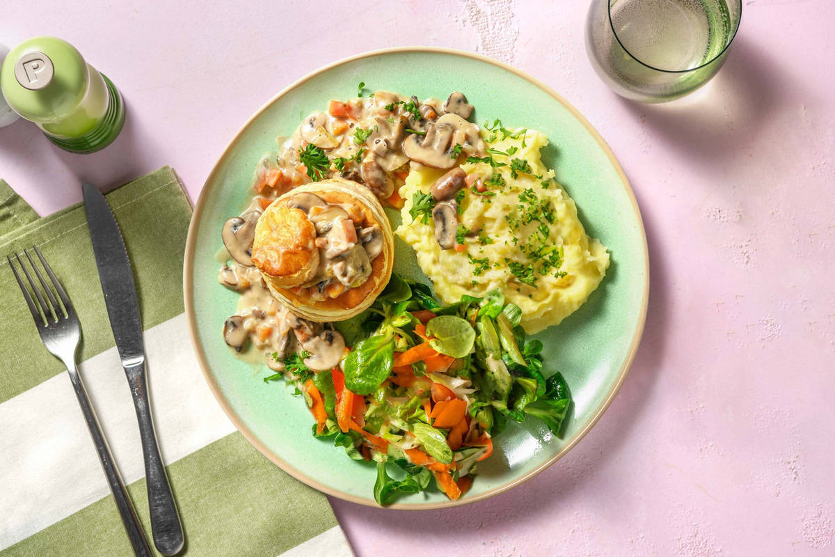 Vegetarische vol-au-vent met champignons 