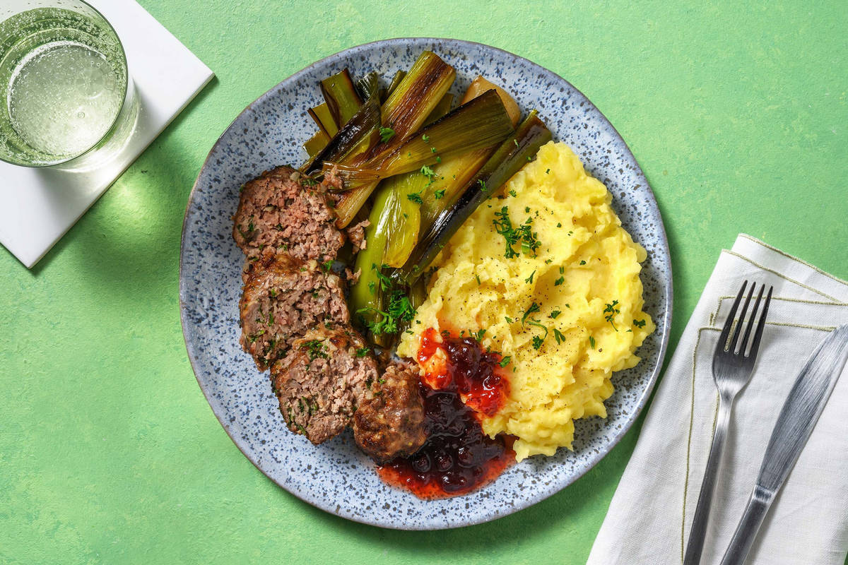 Pain de viande épicé et purée de pommes de terre
