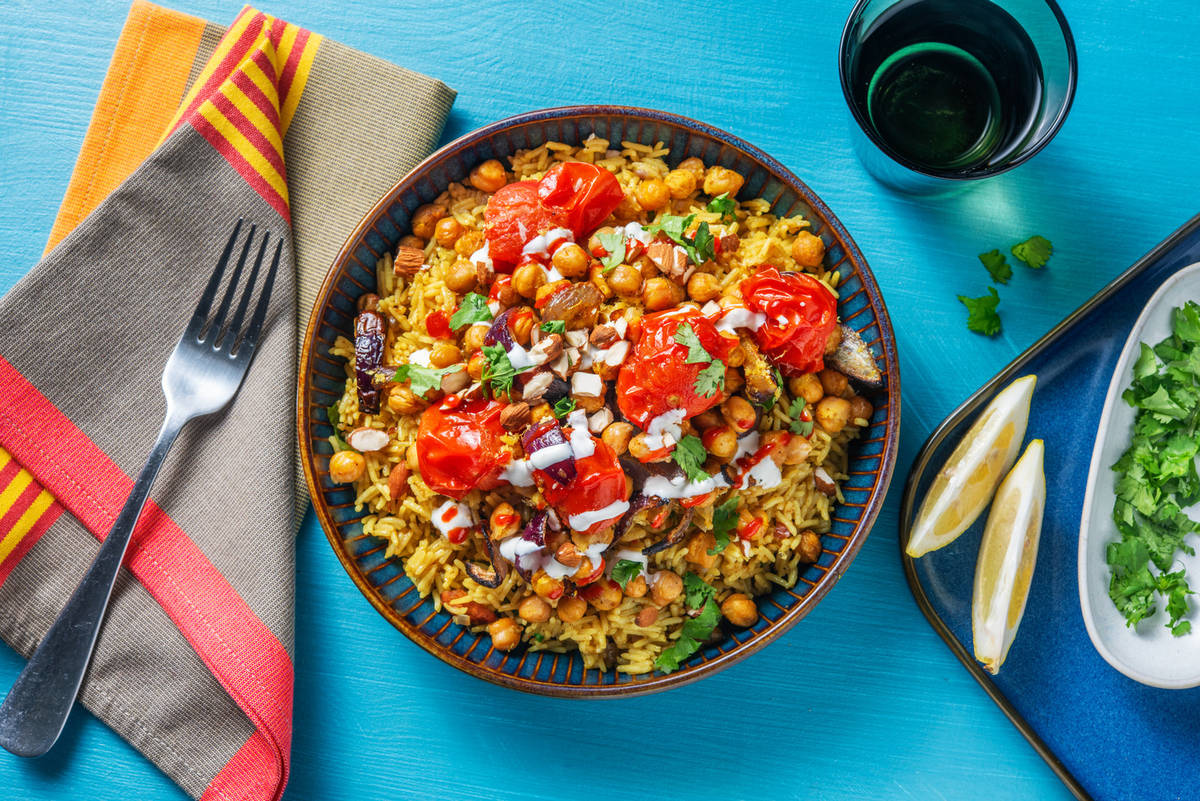 Riso 'ingioiellato' e ceci alla persiana