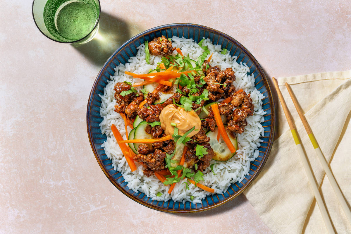 Maiale glassato alla vietnamita e riso Jasmine