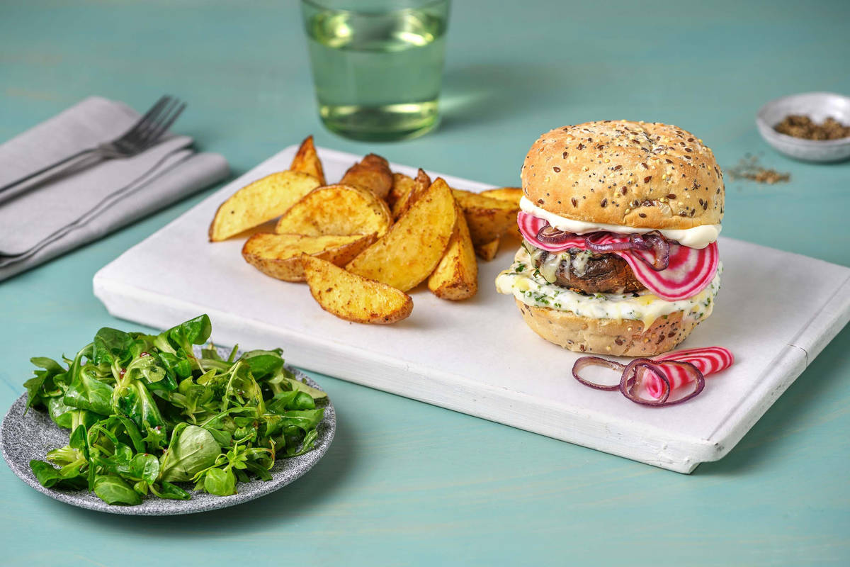 Burger veggie : portobello, cheddar & potatoes