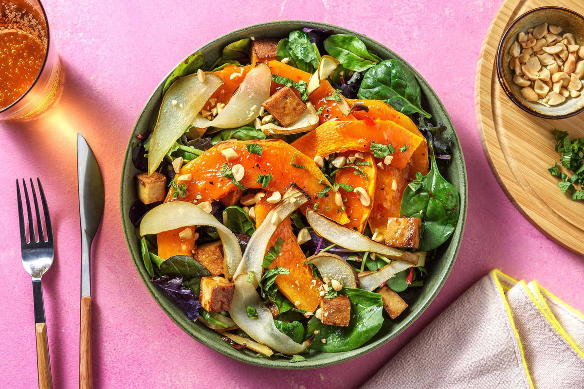 Insalata tiepida di zucca e tofu