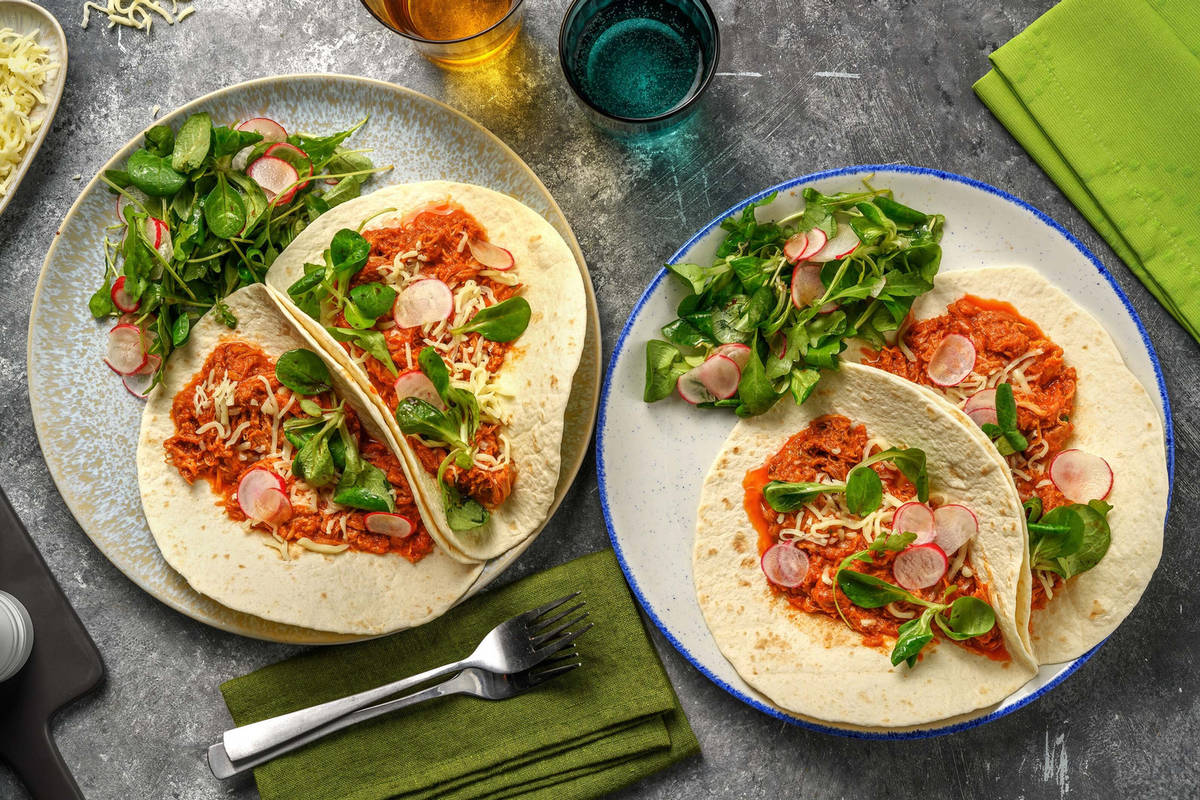 Fajitas au porc effiloché façon carnitas